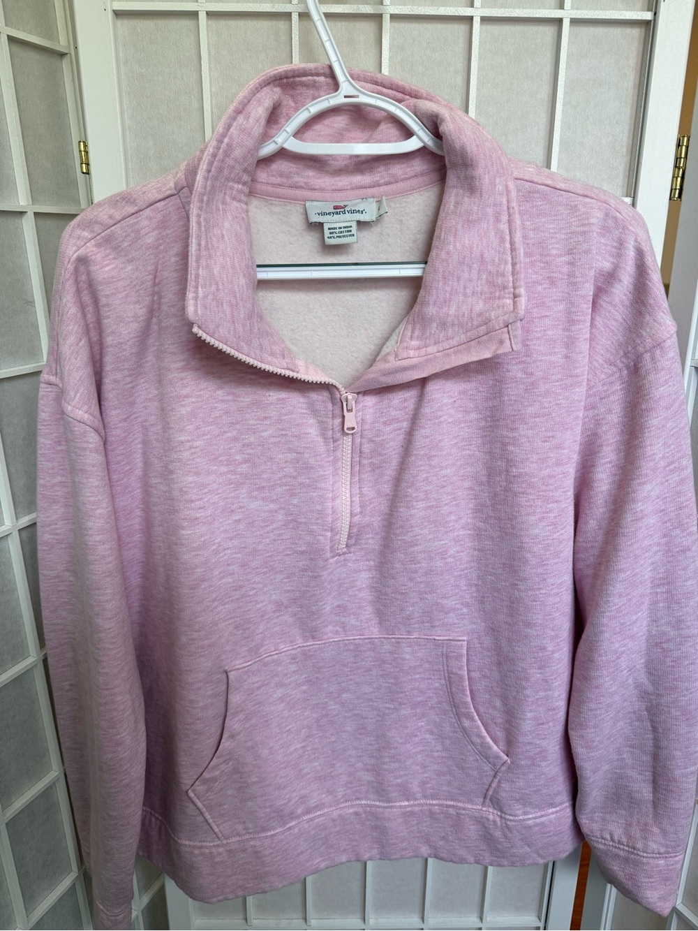 Vineyard Vines Heathered Pink Half-Zip Pullover